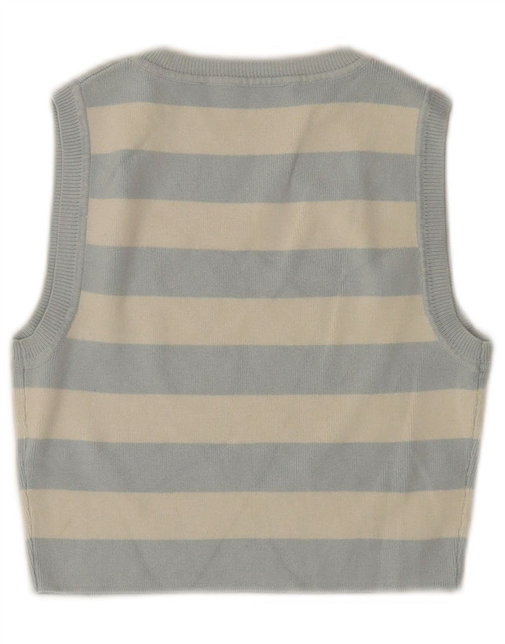 ZARA Γυναικείο γιλέκο Crop Tank Top UK 12 μεσαία μπλε ριγέ βισκόζη