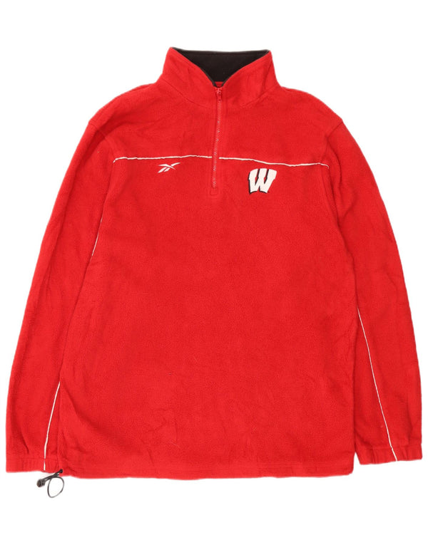 Reebok Ανδρικό Wisconsin με φερμουάρ Fleece Jumper με μεγάλο κόκκινο πολυεστέρα