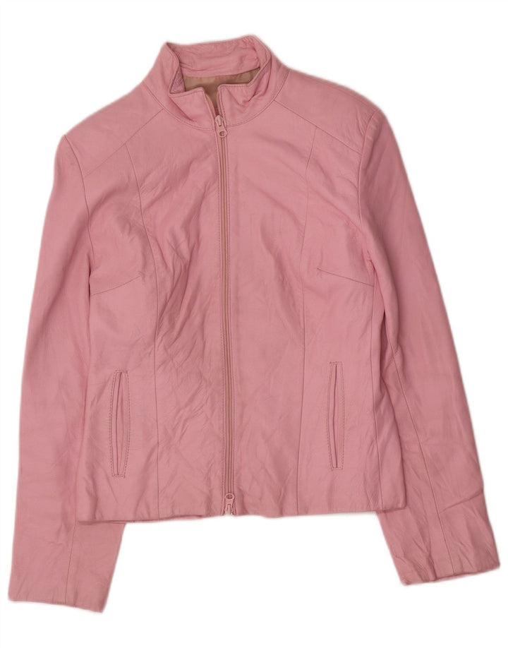 Raffaello Γυναικείο Δερμάτινο Μπουφάν UK 12 Medium Pink