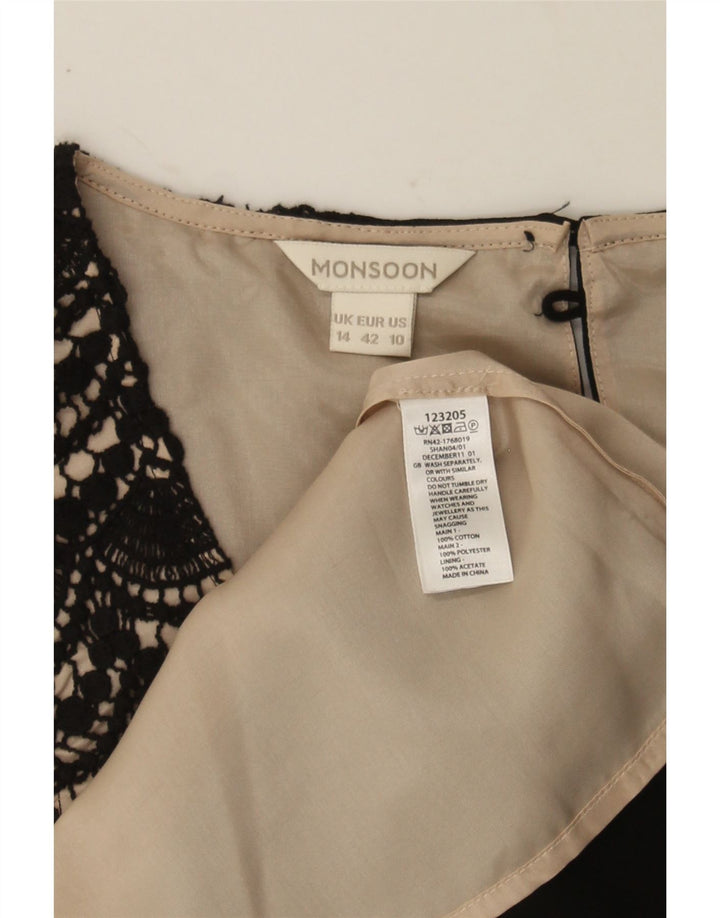 MONSOON Womens Sleeveless Blouse Top UK 14 Large Black Cotton Vintage Monsoon and Second-Hand Monsoon from Messina Hembry 