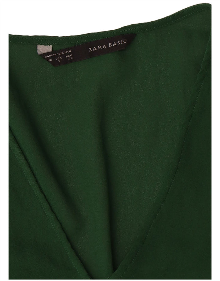 Zara Γυναικεία μακρυμάνικη μπλούζα τοπ UK 10 Small Green