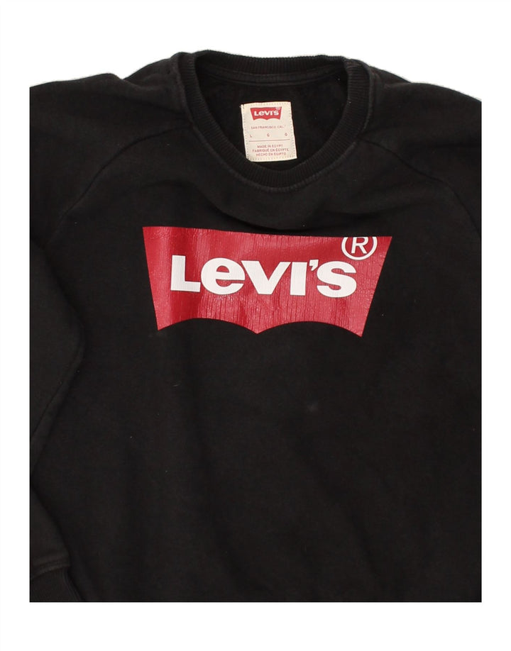 LEVI'S Boys Graphic Sweatshirt Jumper 10-11 Years Large Black Cotton | Vintage Levi's | Thrift | Second-Hand Levi's | Used Clothing | Messina Hembry 