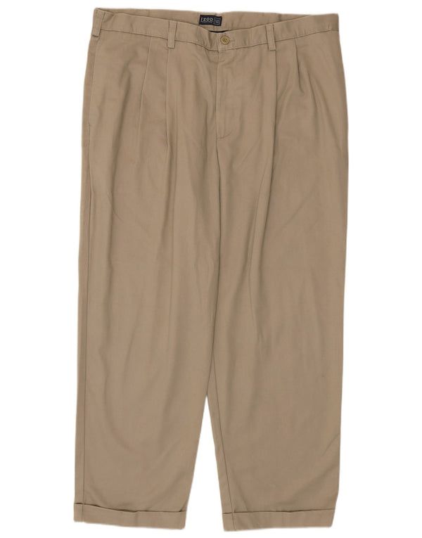 Izod Ανδρικό παντελόνι Chino με καρφίτσα W40 L30 Μπεζ βαμβακερό