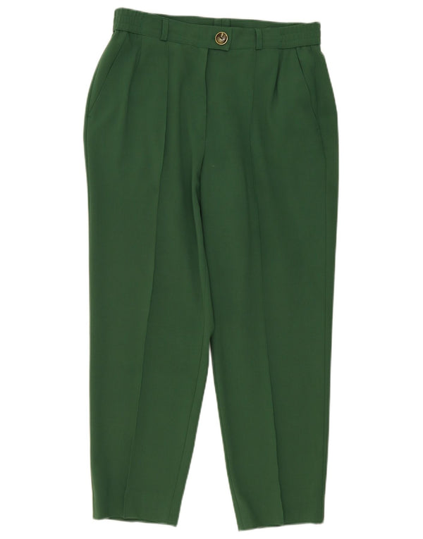Vintage Womens High Waist Pegged Cropped Trousers UK 14 Large W32 L25 Green