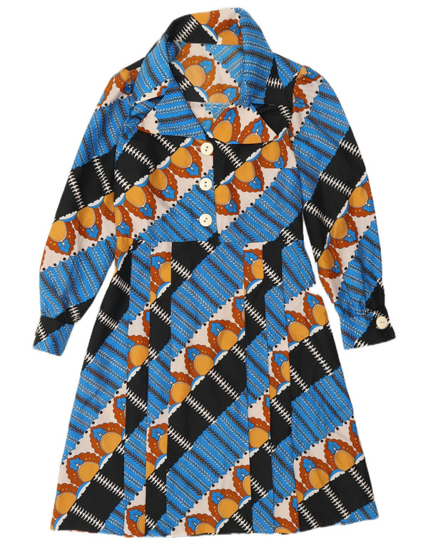 Vintage Γυναικείο Φόρεμα A-Line IT 44 Medium Blue Geometric