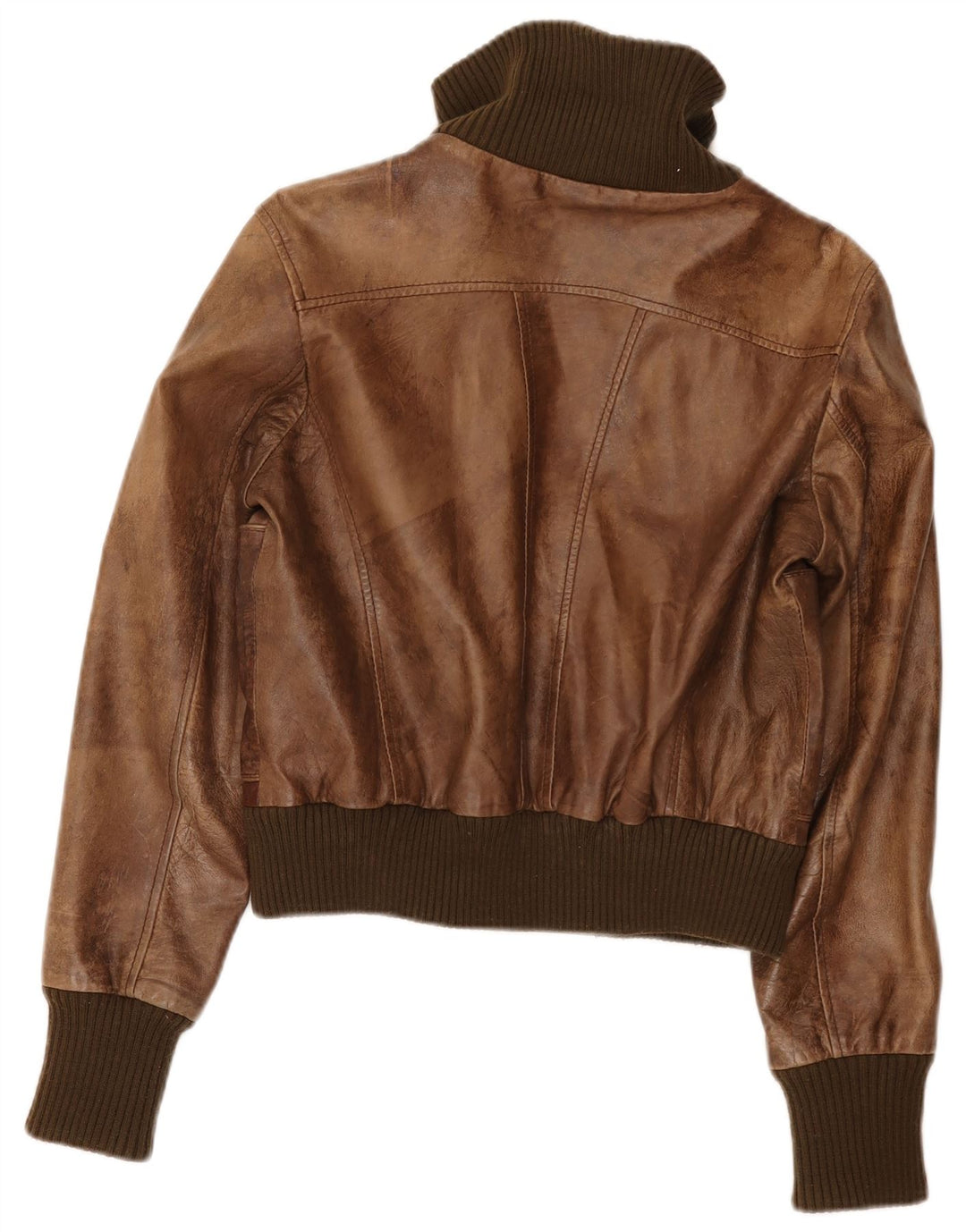 Γυναικείο δερμάτινο μπουφάν Oasis Crop UK 16 Large Brown Colourblock
