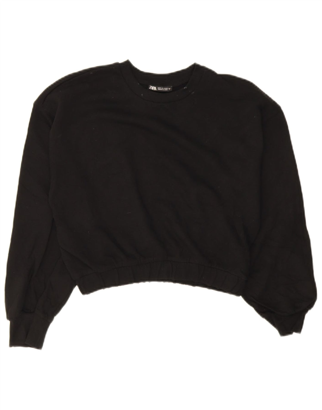 Zara Γυναικεία φούτερ Crop Jumper UK 14 Medium Black Cotton