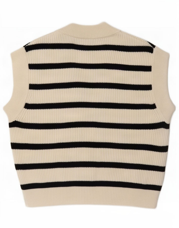 Zara Γυναικείο Γιλέκο Tank Top UK 14 Medium Off White Ριγέ Πολυεστέρας