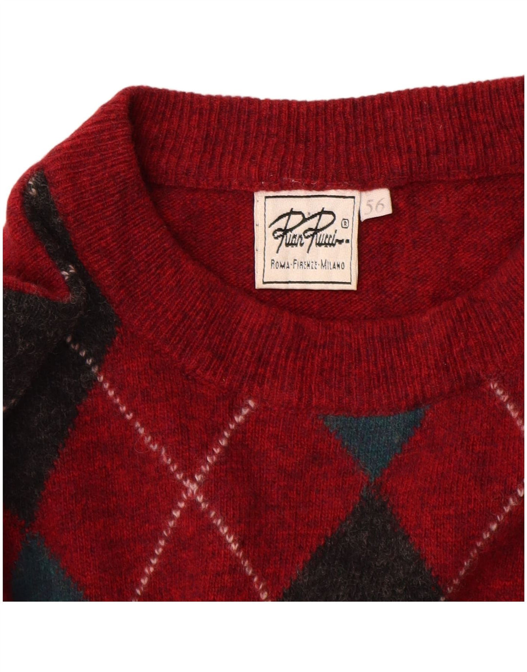 Ανδρικό πουλόβερ Rian Rucci Crew Neck Jumper IT 56 XL Red Argyle/Diamond