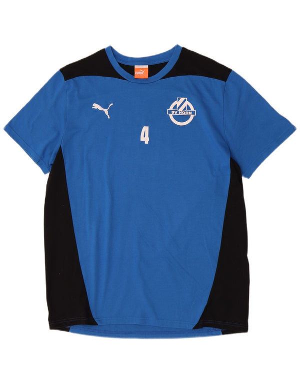 Ανδρικό γραφικό μπλουζάκι Puma Top Large Blue Colorblock Πολυεστερικό Sports