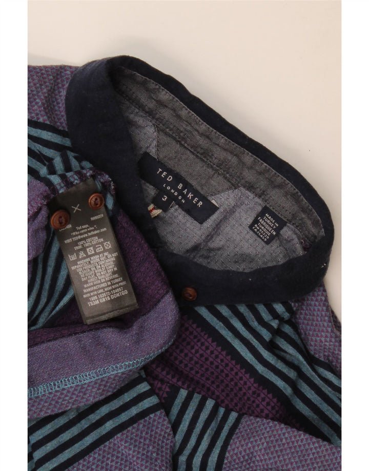 Ted Baker Ανδρικό πουκάμισο Polo Νούμερο 3 Βαμβακερό μεσαίο μωβ ριγέ