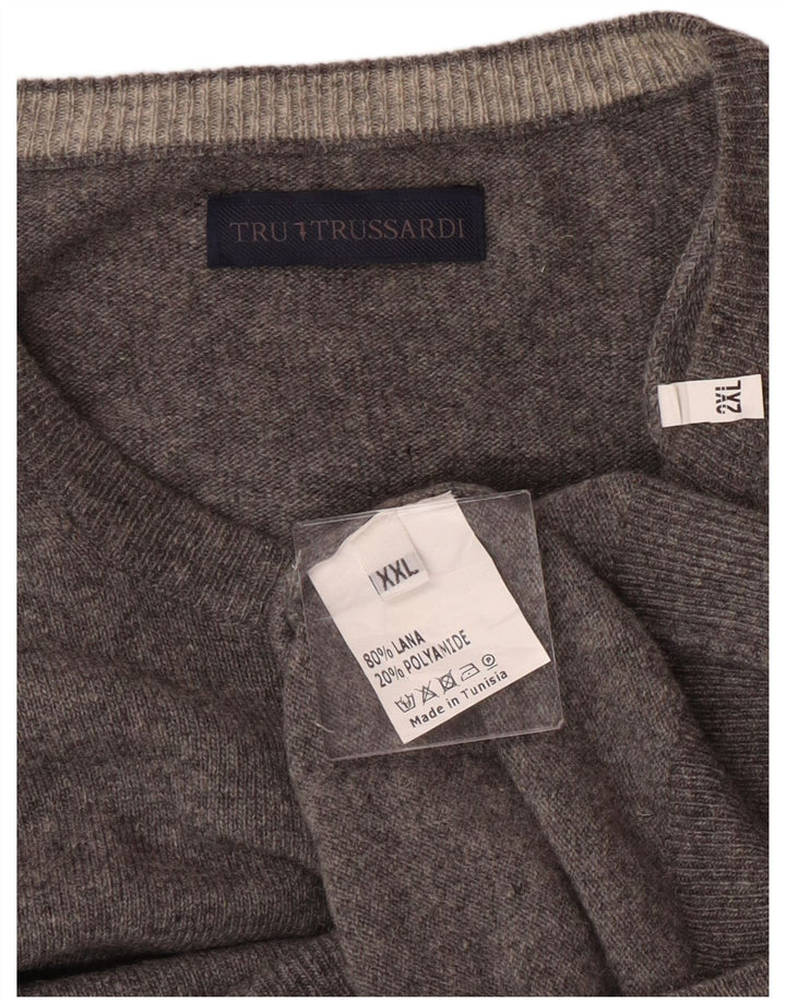 Ανδρικό πουλόβερ Trussardi Crew Neck Jumper 2XL Γκρι μαλλί