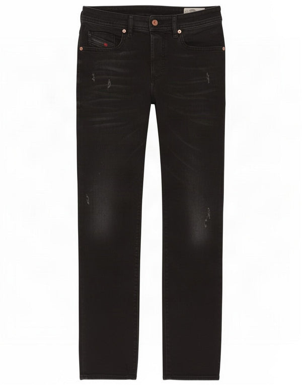 Diesel Mens Buster Distressed Slim Tapered Jeans W31 L32 Black Cotton