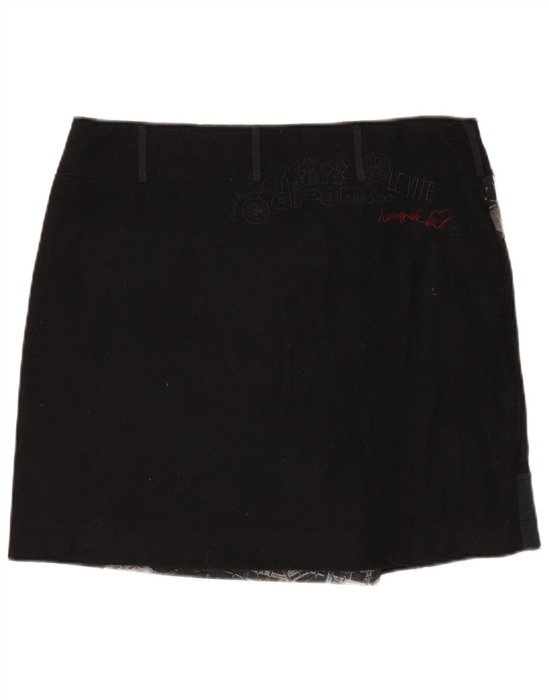 Desigual Γυναικεία Μίνι Φούστα Wrap EU 44 XL W35 Μαύρο μαλλί συνονθύλευμα