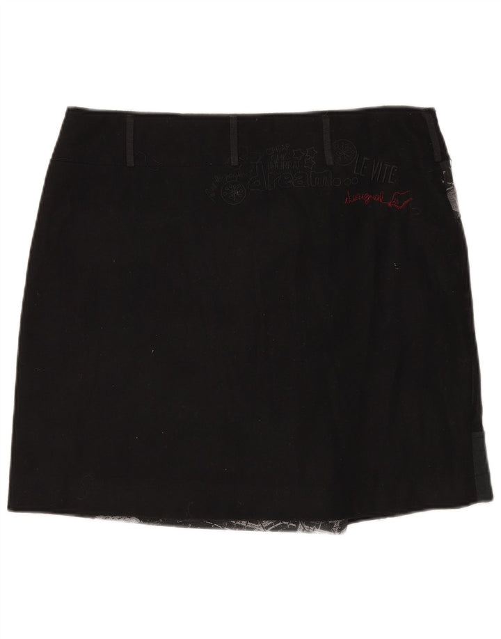 Desigual Γυναικεία Μίνι Φούστα Wrap EU 44 XL W35 Μαύρο μαλλί συνονθύλευμα