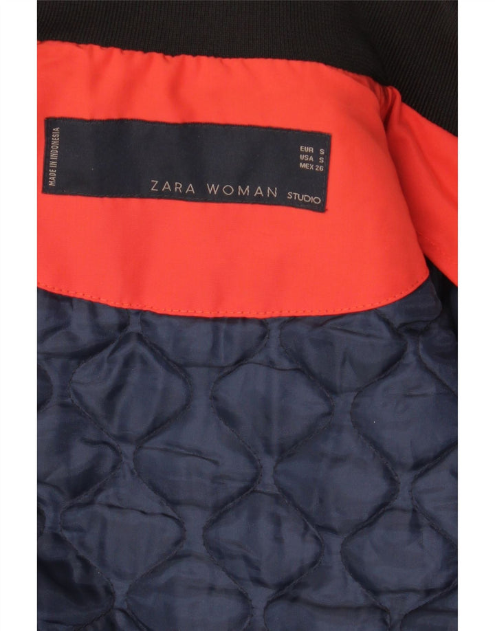 Zara Γυναικείο Crop Quilted Jacket UK 10 Small Navy Blue