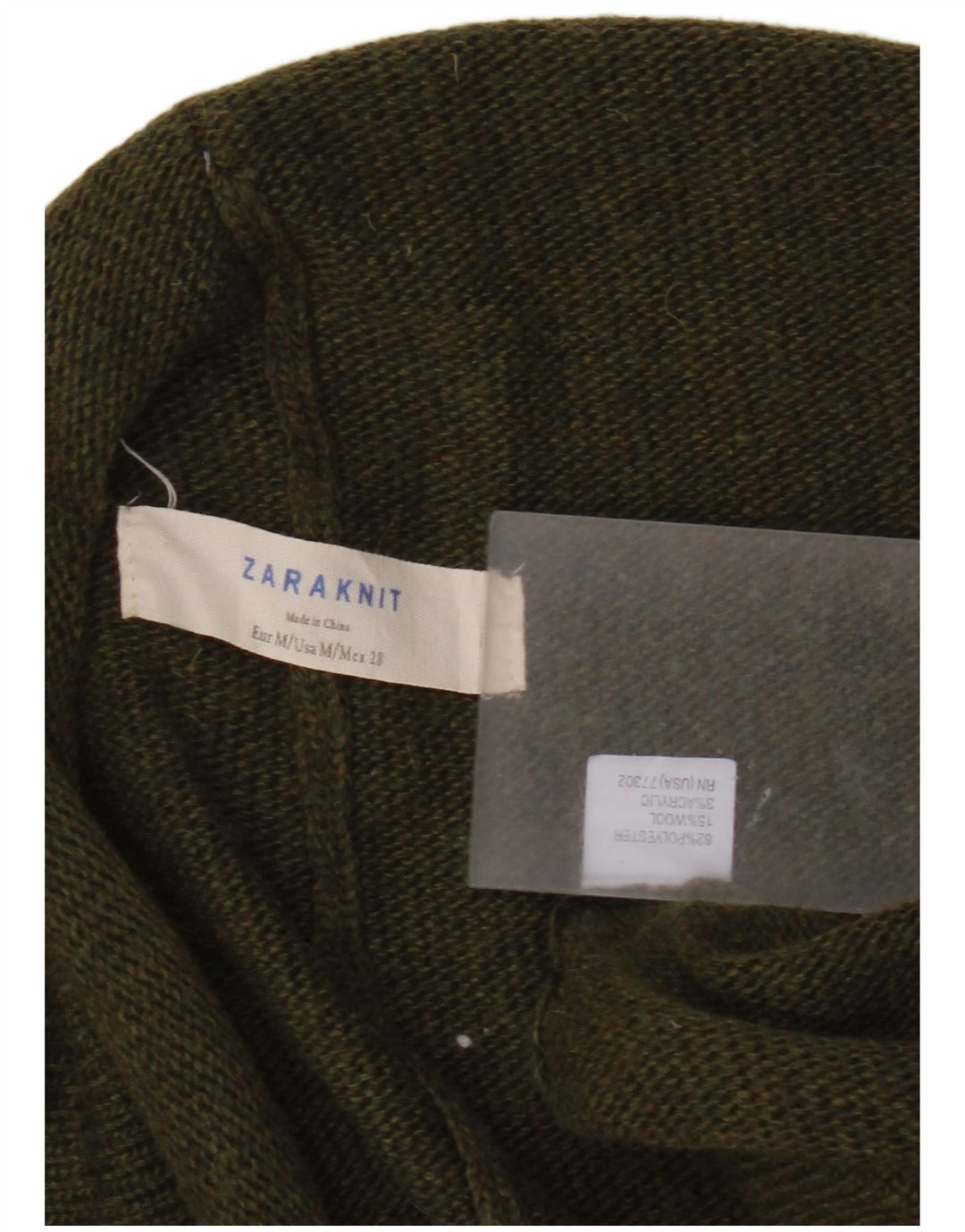 Zara Γυναικείο πουλόβερ Poncho Cardigan UK 14 Medium Khaki Polyester