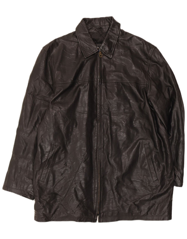 VINTAGE Ανδρικό Δερμάτινο Παλτό UK 44 2XL Μαύρο