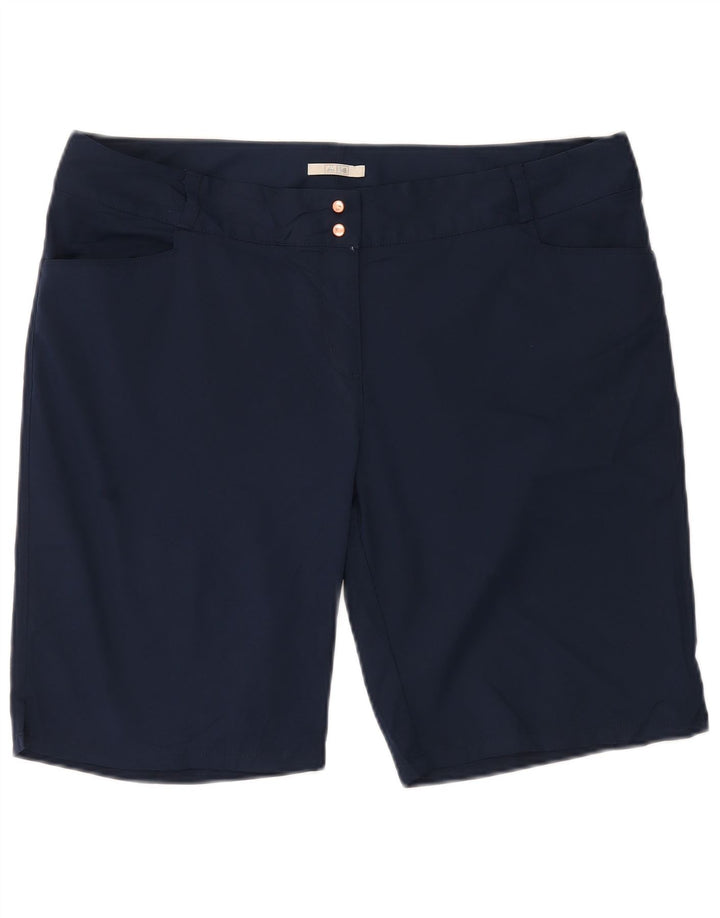 ADIDAS Womens Casual Shorts UK 16 Large W38 Navy Blue Polyester