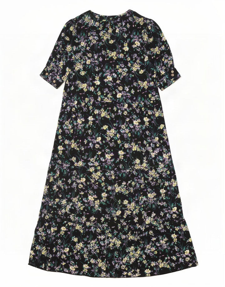 Marks & Spencer Γυναικείο Maxi Φόρεμα UK 12 Medium Black Floral Viscose