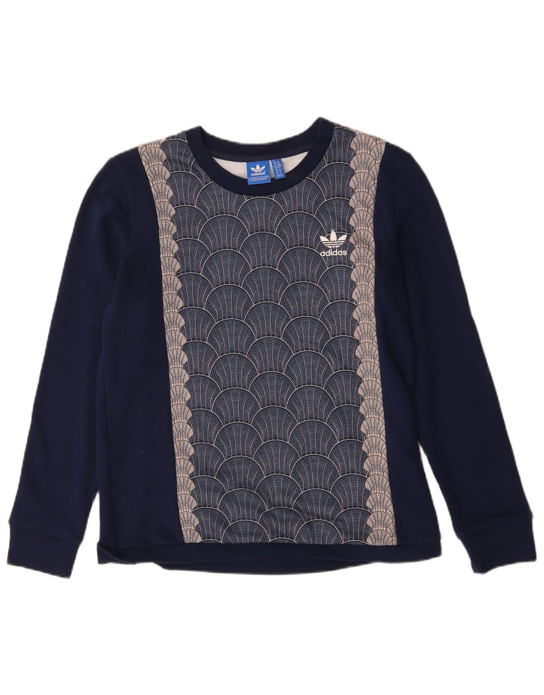 Γυναικείο γραφικό φούτερ ADIDAS Jumper UK 14 Medium Navy Blue Geometric