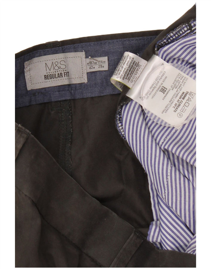 Marks & Spencer Ανδρικό παντελόνι Chino με κανονική εφαρμογή W42 L29 Γκρι βαμβακερό