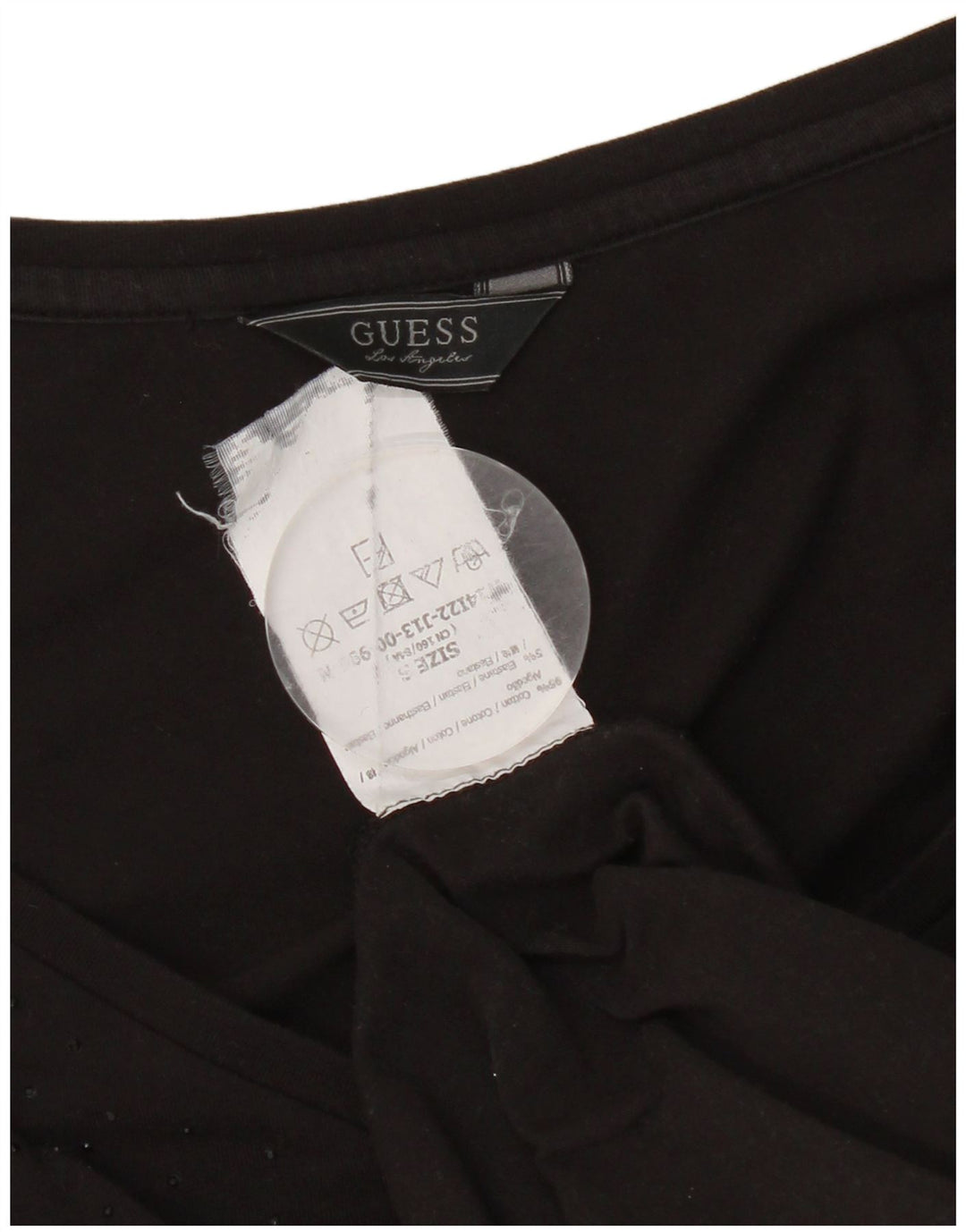 Guess Γυναικείο γραφικό τοπ μακρυμάνικο UK 8 Small μαύρο βαμβακερό