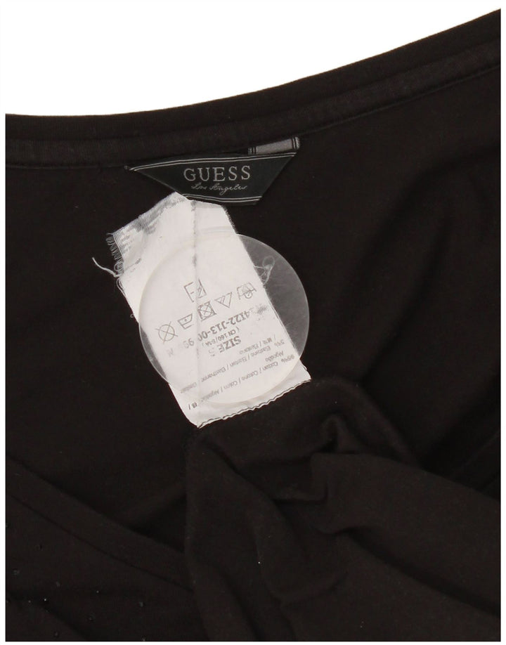 Guess Γυναικείο γραφικό τοπ μακρυμάνικο UK 8 Small μαύρο βαμβακερό