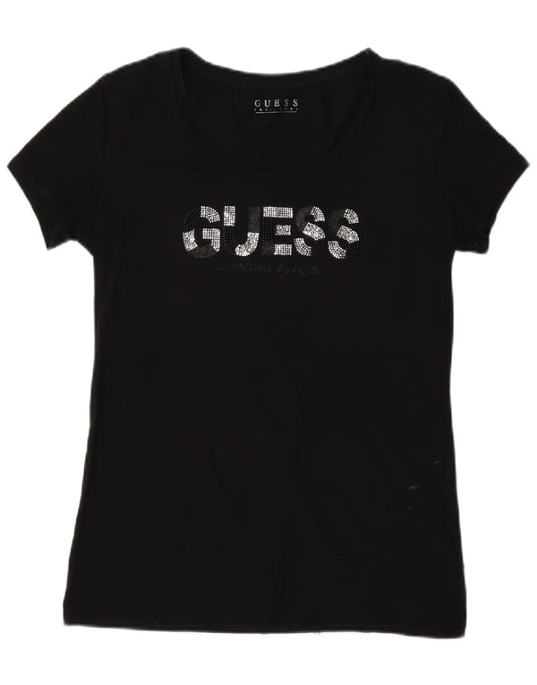 Γυναικείο γραφικό μπλουζάκι Guess Top UK 16 μεγάλο μαύρο βαμβακερό