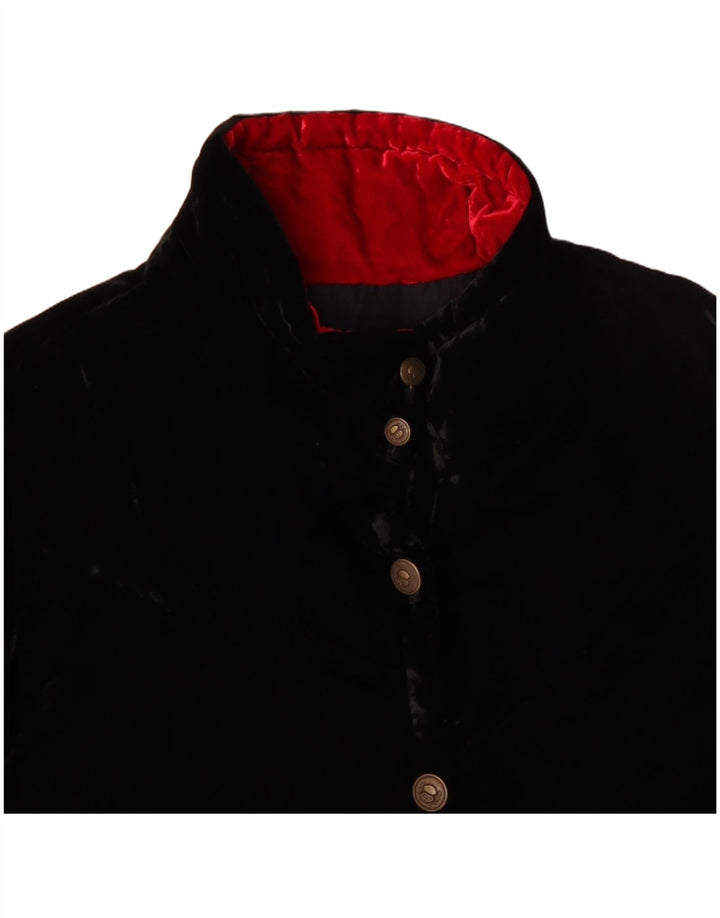 VINTAGE Γυναικείο Velvet Bomber Jacket UK 20 2XL Μαύρο
