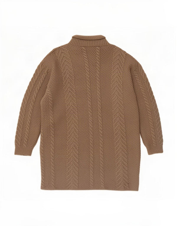 Vintage Γυναικείο Longline Cardigan πουλόβερ UK 14 Large Brown
