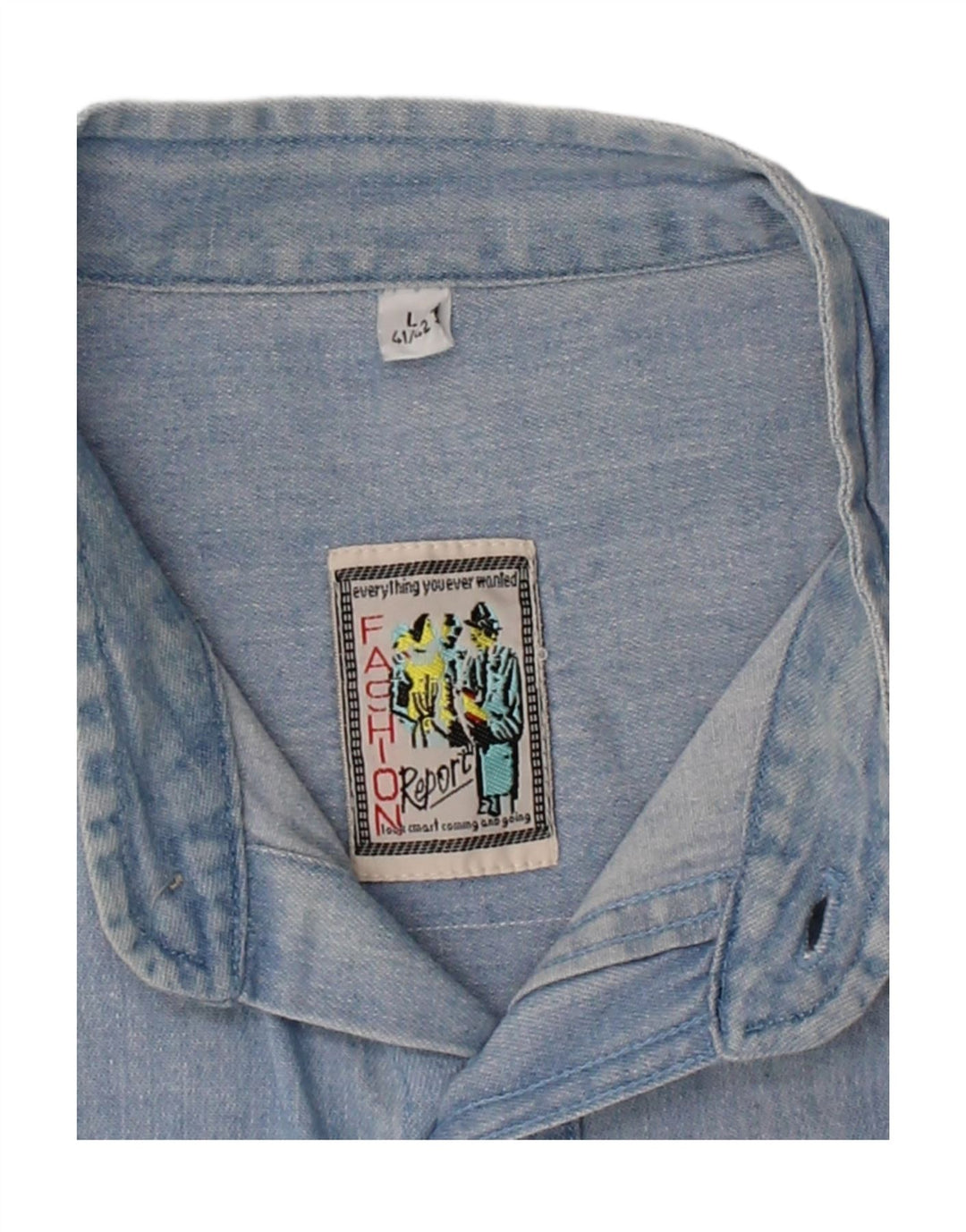 VINTAGE Mens Denim Shirt Size 41/42 Large Blue Vintage Vintage and Second-Hand Vintage from Messina Hembry 