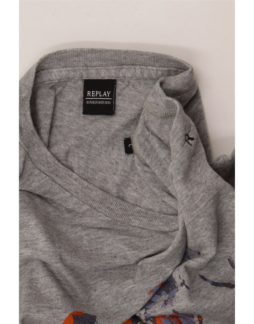 Γυναικείο γραφικό μπλουζάκι REPLAY Top UK 16 Large Grey