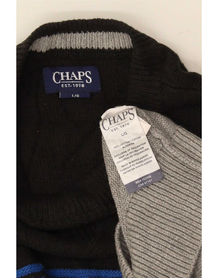 Chaps Ανδρικό πουλόβερ με λαιμόκοψη μεγάλο γκρι Fair Isle Cotton