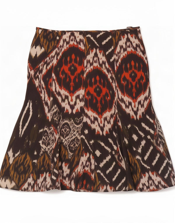 Marks & Spencer Womens Midi Skirt UK 18 XL W38 Black Ikat Polyester