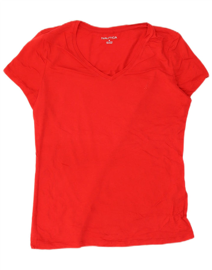 NAUTICA Γυναικείο T-Shirt Top UK 14 Μεσαίο κόκκινο βαμβακερό
