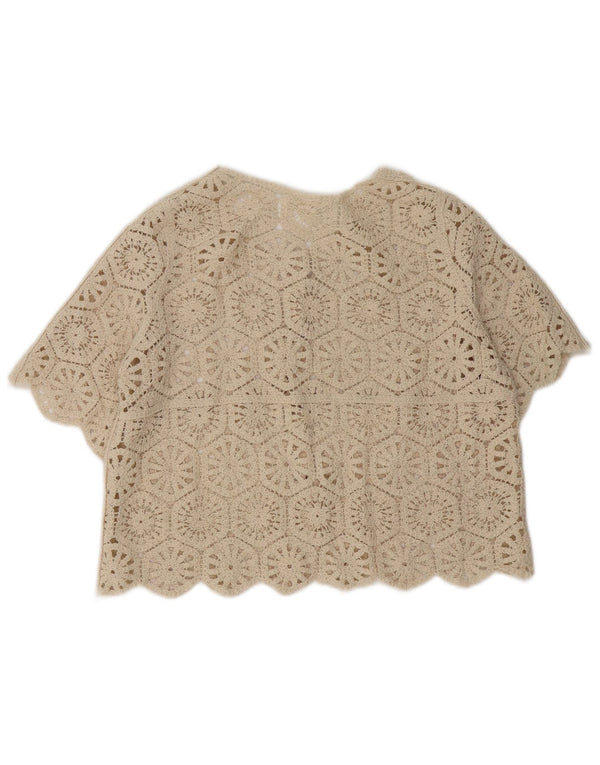 Vintage γυναικεία ζακέτα με βελονάκι Τοπ UK 14 Medium Beige