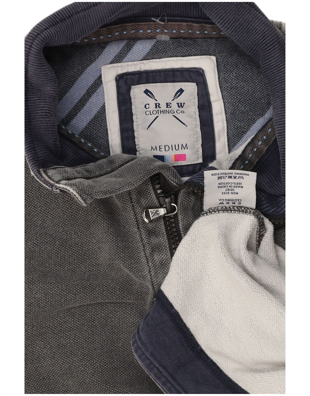 Ανδρικό φούτερ με φερμουάρ Crew Clothing, μεσαίο βαμβακερό γκρι