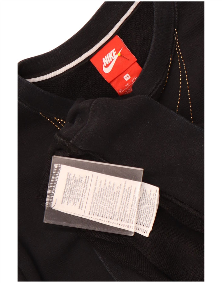 Γυναικείο γραφικό φούτερ μεγάλου μεγέθους NIKE UK 6 XS μαύρο βαμβακερό