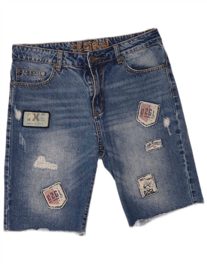 Ανδρικό τζιν σορτς Desigual Distressed W30 Βαμβακερό μεσαίο μπλε συνονθύλευμα
