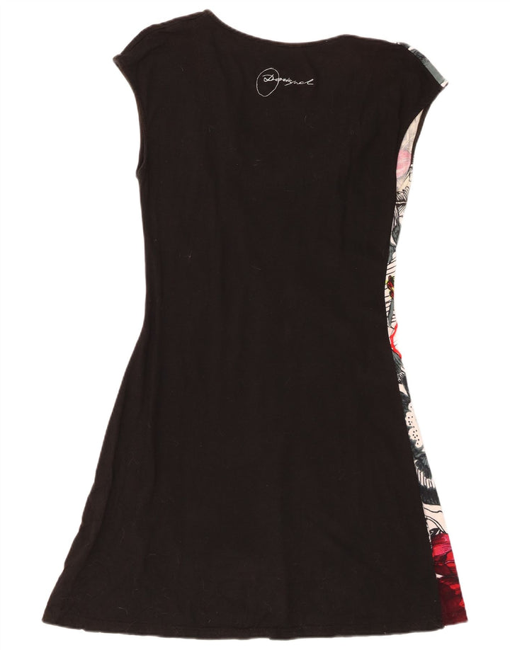 Desigual Γυναικείο Βασικό Φόρεμα UK 12 Μεσαίο μαύρο φλοράλ βαμβακερό
