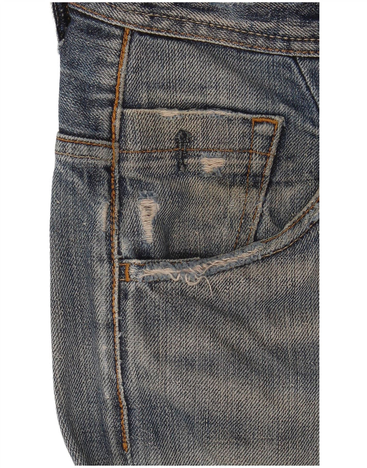 Meltin' Pot Mens Distressed Slim Jeans W28 L32 Blue Cotton