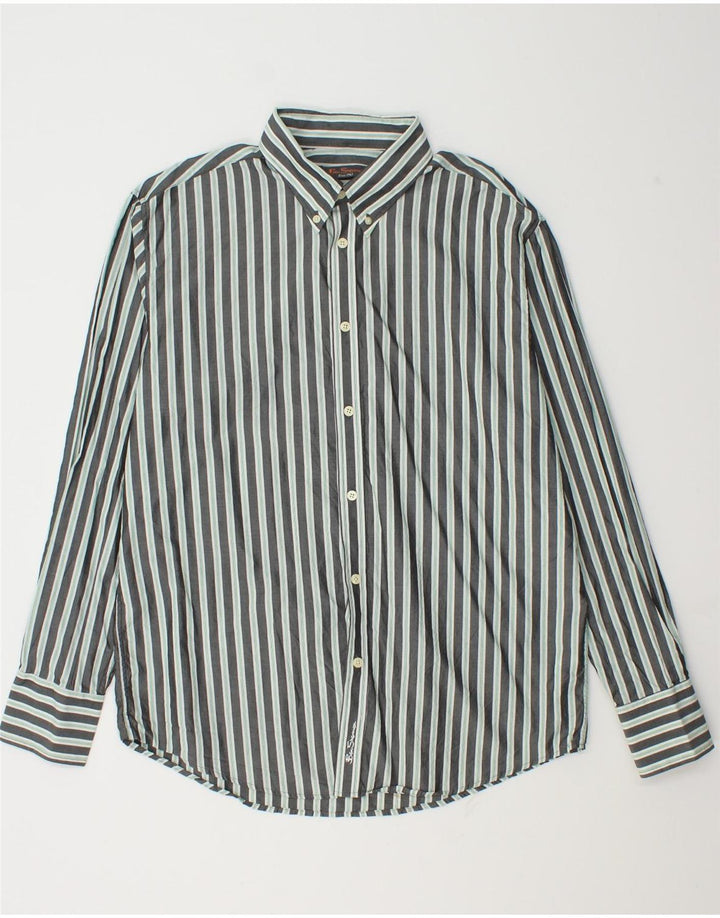 Ανδρικό πουκάμισο Ben Sherman XL Γκρι ριγέ βαμβακερό