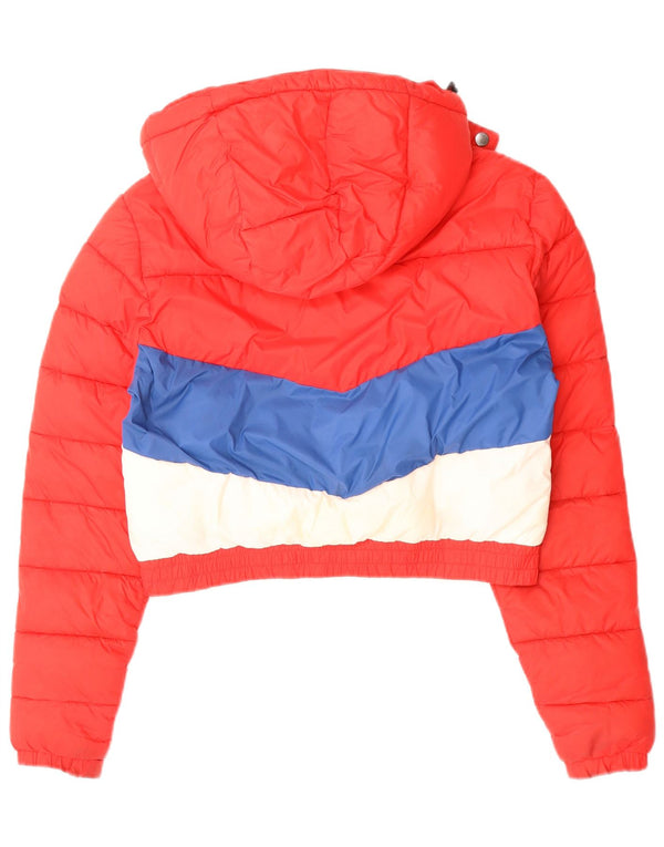 Γυναικείο μπουφάν με κουκούλα SUPERDRY UK 10 Small Red Colourblock