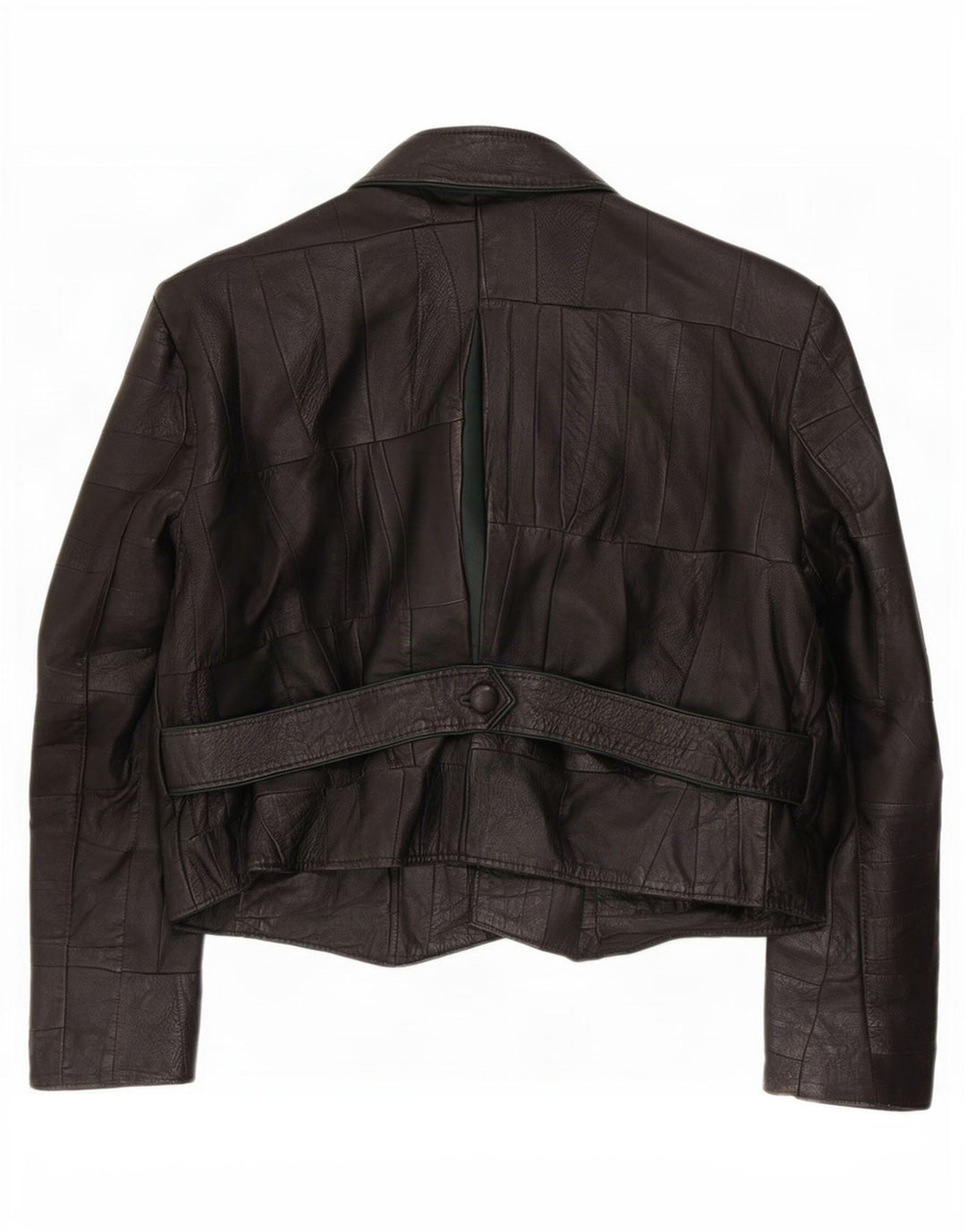 Vintage Γυναικείο Δερμάτινο Μπουφάν UK 10 Small Black με 2 κουμπιά