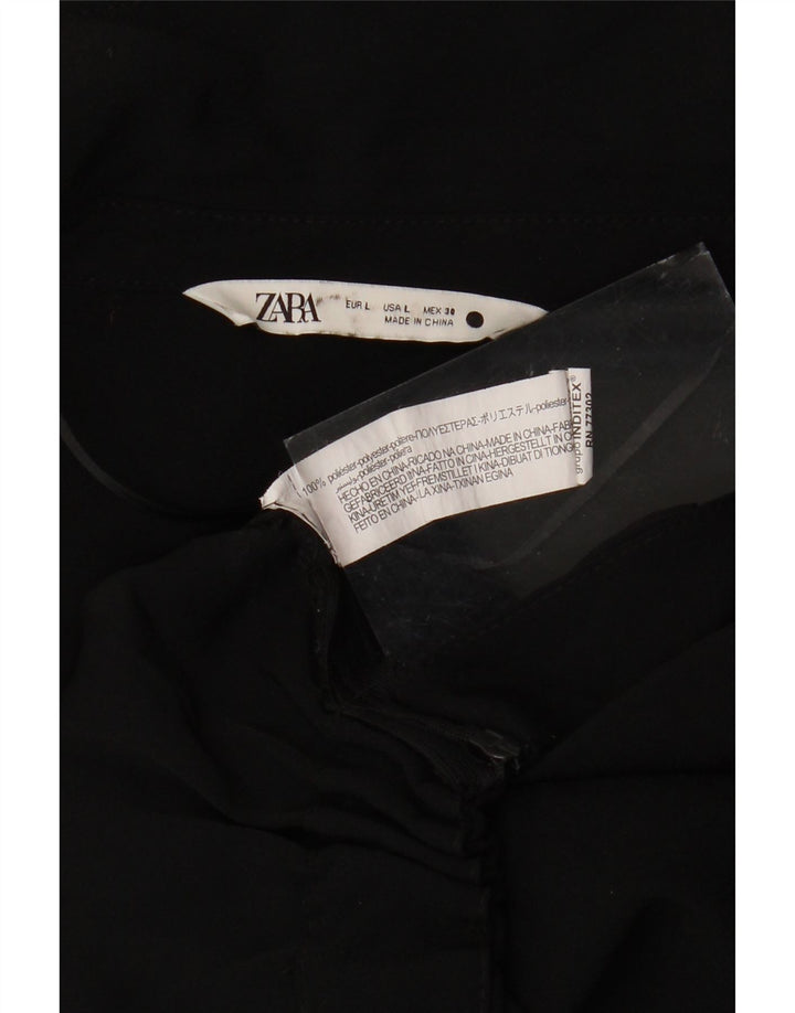 Zara γυναικεία μπλούζα Crop 3/4 Sleeve Top UK 14 Large Black Polyester