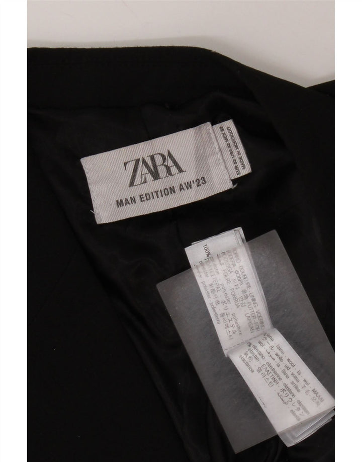 Zara Ανδρικό τζάκετ μπλέιζερ με διπλό στήθος EU 52 μεγάλο μαύρο μαλλί