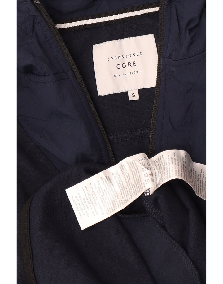 Jack & Jones Ανδρικό μπλουζάκι με κουκούλα με φερμουάρ Μικρό μπλε ναυτικό πολυεστέρα