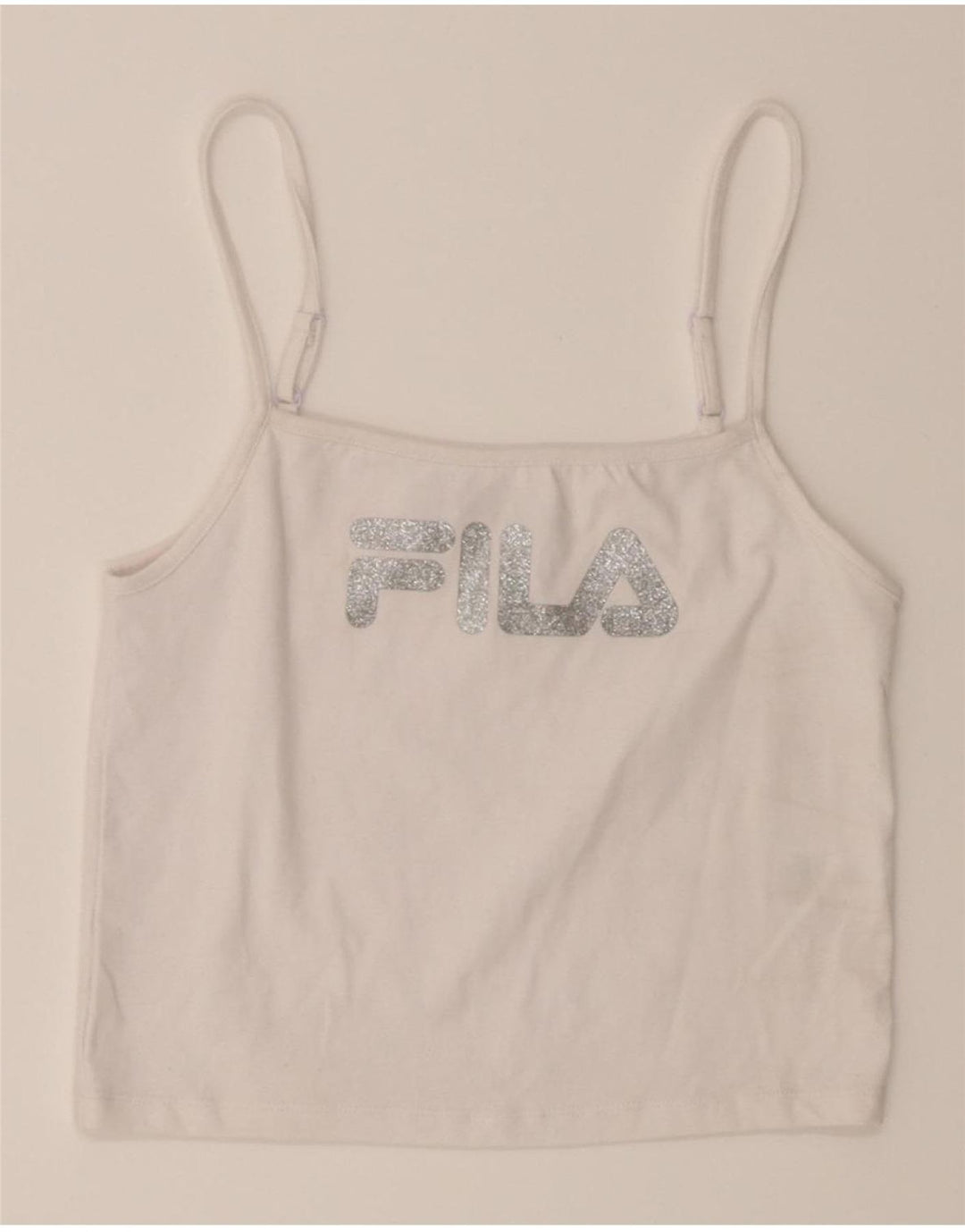 FILA Womens Graphic Cami Top UK 8 Small White Polyester Vintage Fila and Second-Hand Fila from Messina Hembry 