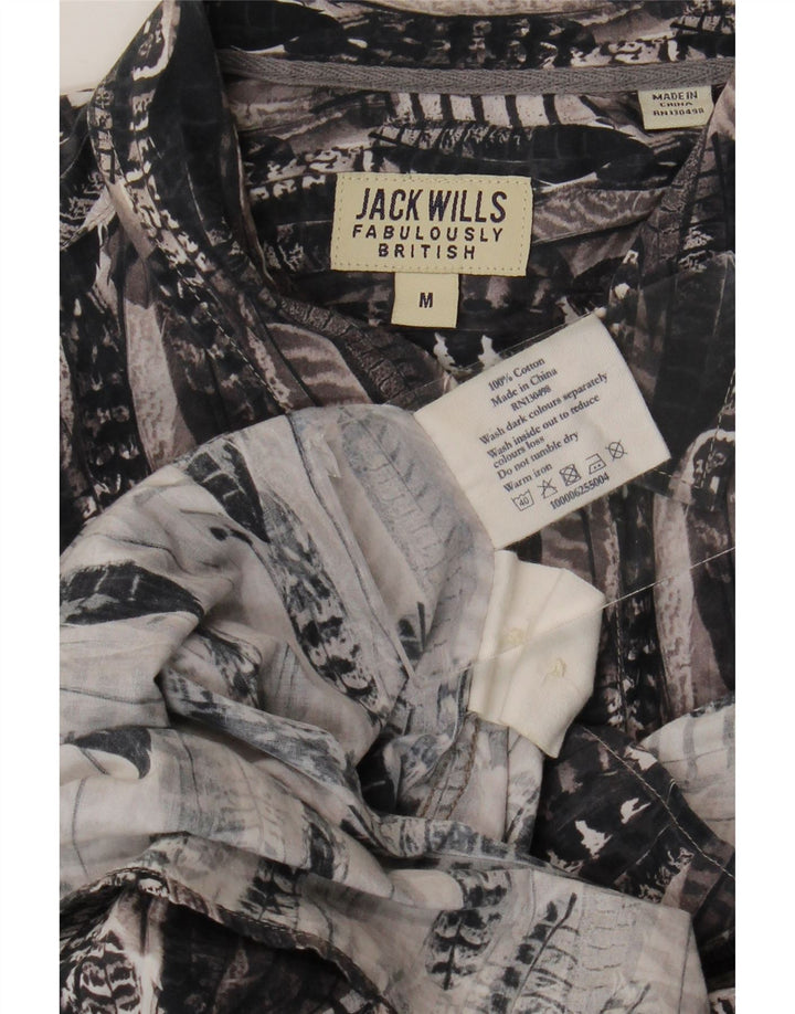 Jack Wills Ανδρικό πουκάμισο με αφηρημένο σχέδιο, μεσαίο γκρι βαμβακερό